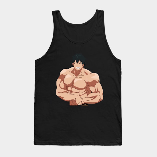 How Many Kilograms are the Dumbbells You Lift? - Machio Pose Anime Gift Tank Top by Dokey4Artist